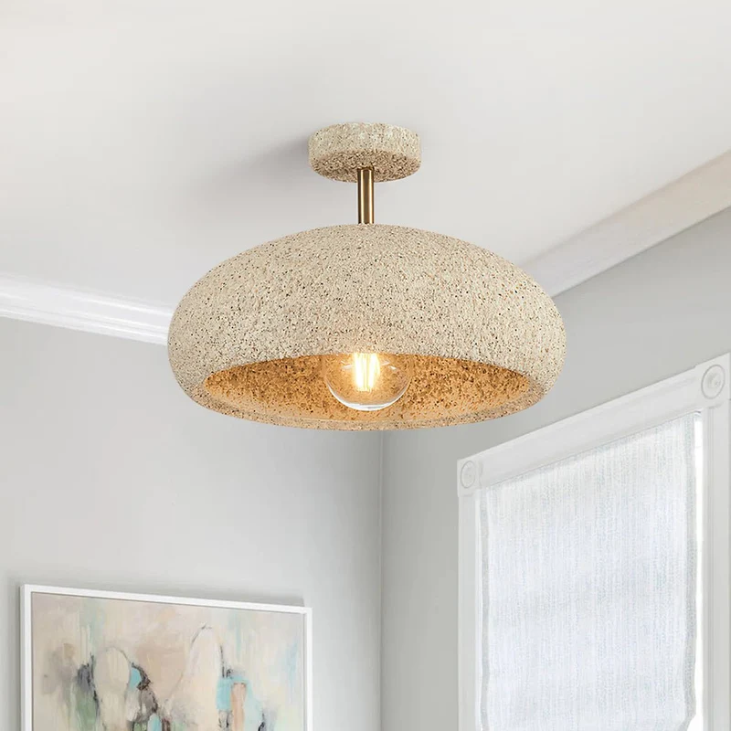 Plafondlamp Wabi-Sabi Koepel Nordic Gespikkeld Dimbaar Wit Geel Rood 35cm Woonkamer