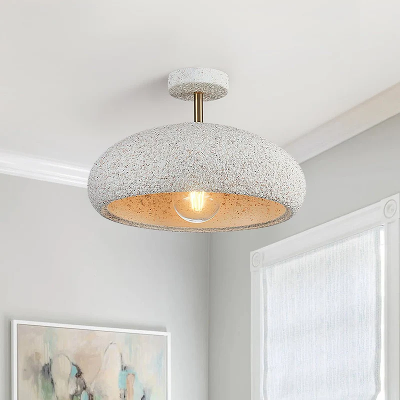 Plafondlamp Wabi-Sabi Koepel Nordic Gespikkeld Dimbaar Wit Geel Rood 35cm Woonkamer