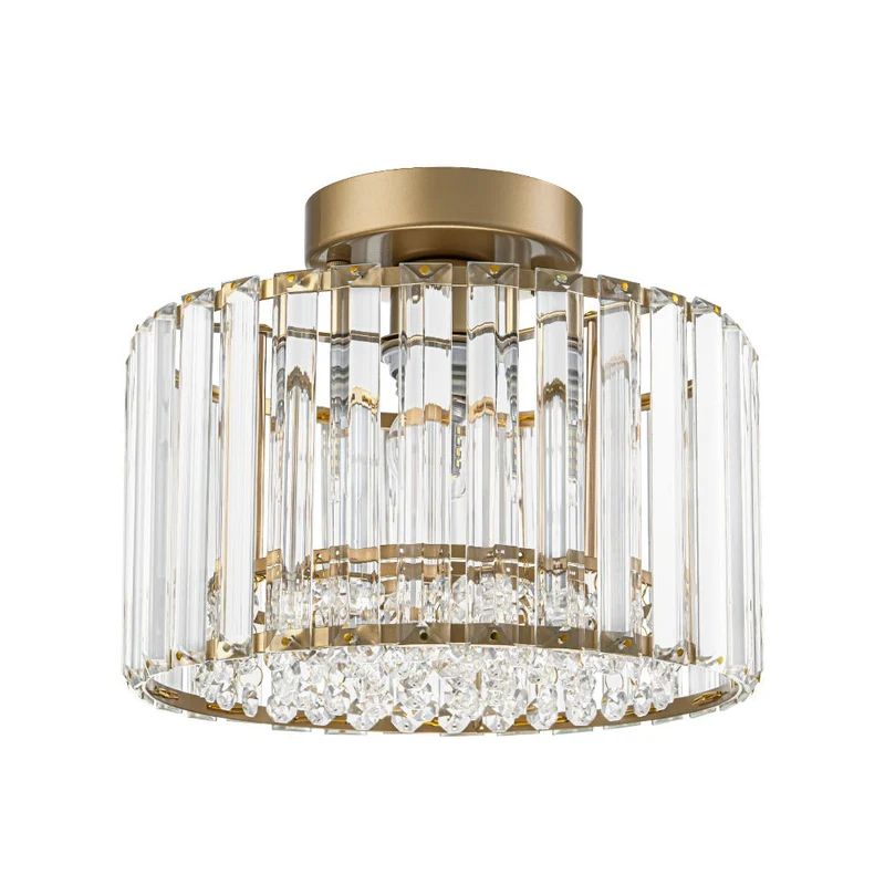Plafondlamp Kristal Messing Mid-Century Dimbaar 27cm Slaapkamer Hal Entree Luxe