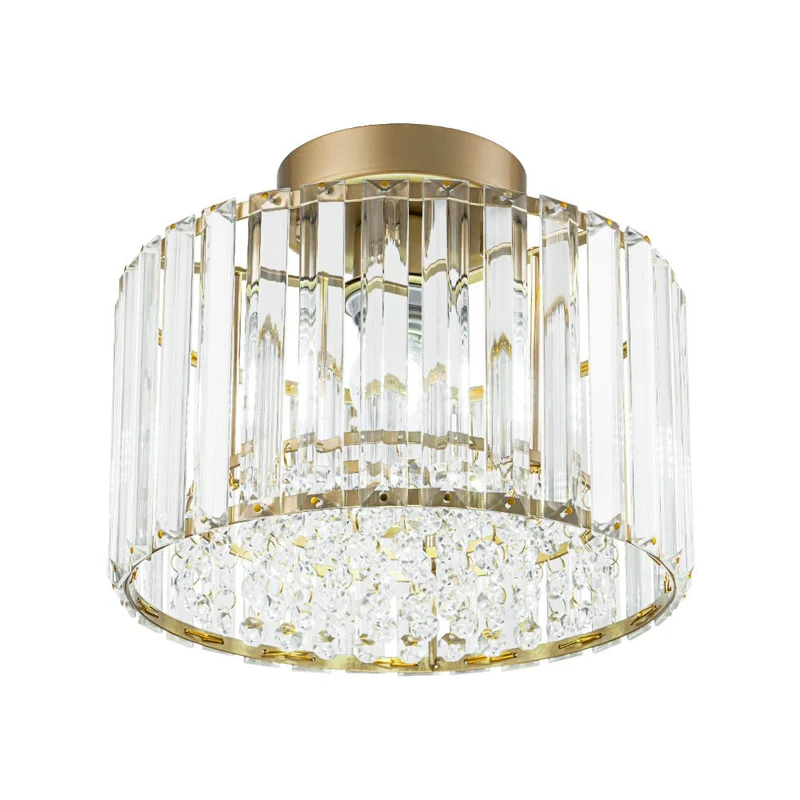 Plafondlamp Kristal Messing Mid-Century Dimbaar 27cm Slaapkamer Hal Entree Luxe
