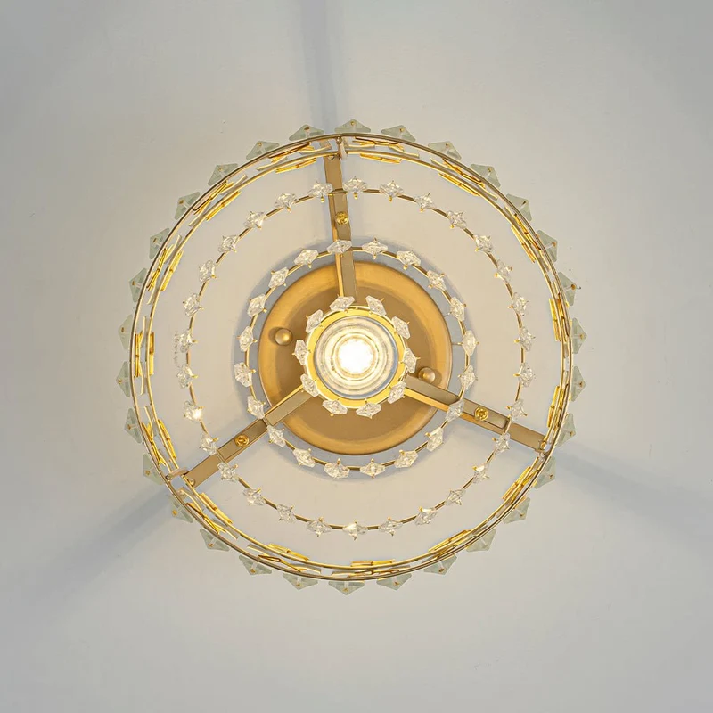 Plafondlamp Kristal Messing Mid-Century Dimbaar 27cm Slaapkamer Hal Entree Luxe