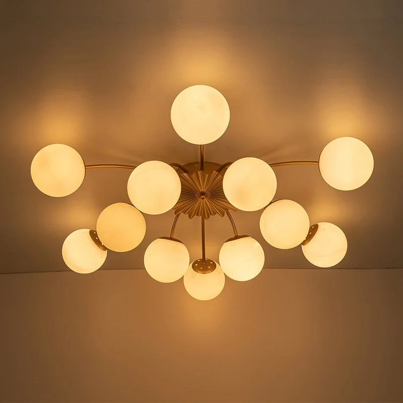Plafondlamp Sputnik 12-Lichts Opaal Glas Messing 100cm Woonkamer Eetkamer Dimbaar