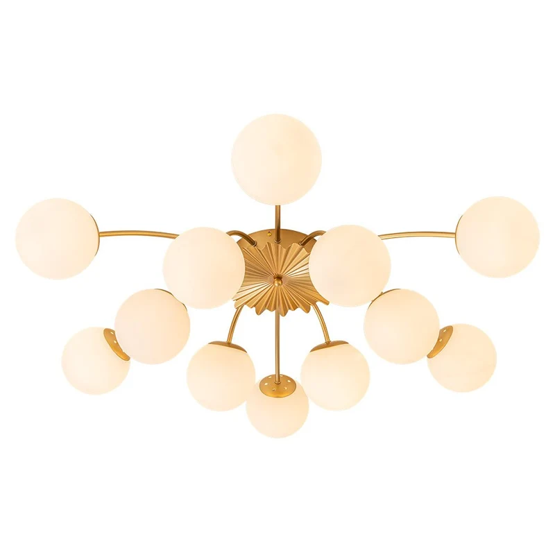 Plafondlamp Sputnik 12-Lichts Opaal Glas Messing 100cm Woonkamer Eetkamer Dimbaar