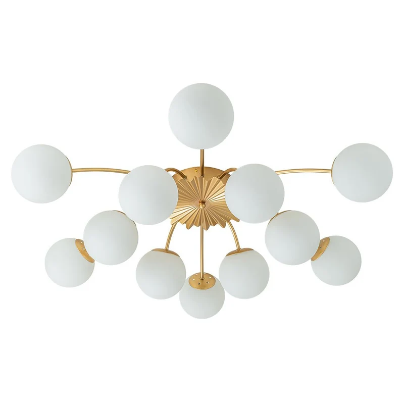 Plafondlamp Sputnik 12-Lichts Opaal Glas Messing 100cm Woonkamer Eetkamer Dimbaar