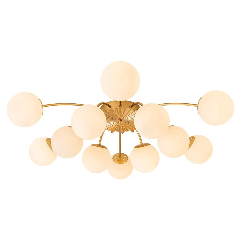 Plafondlamp Sputnik 12-Lichts Opaal Glas Messing 100cm Woonkamer Eetkamer Dimbaar