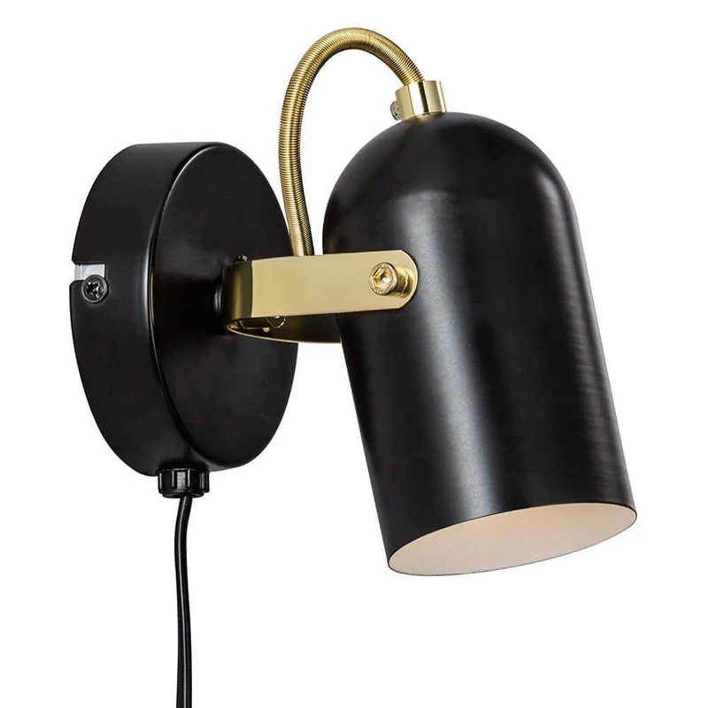 Wandspot Lotus Schwarz, Messing