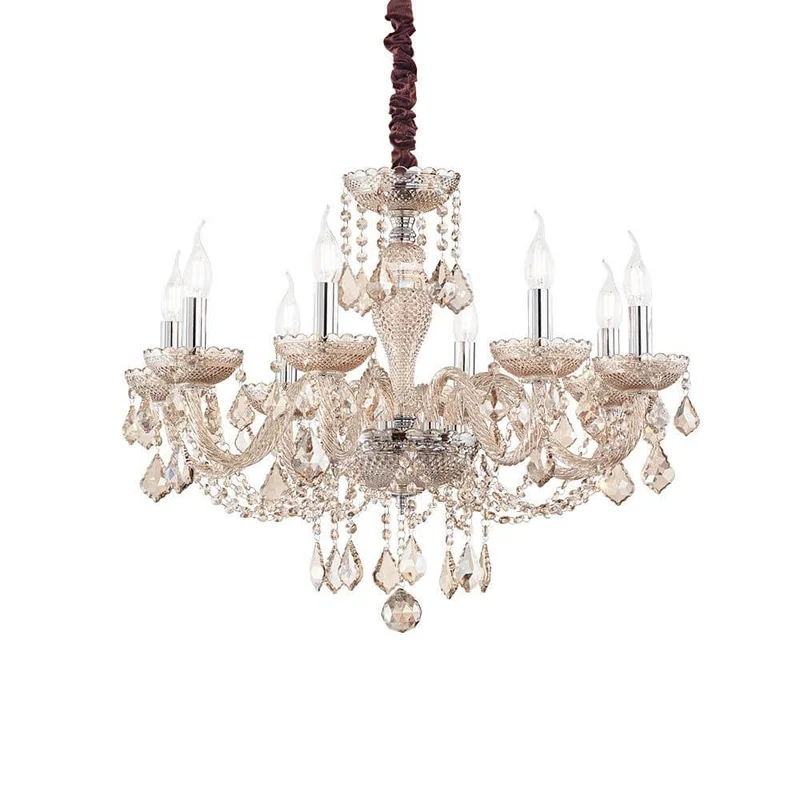 Pendelleuchte Rose 8-flg. Amber, Chrom