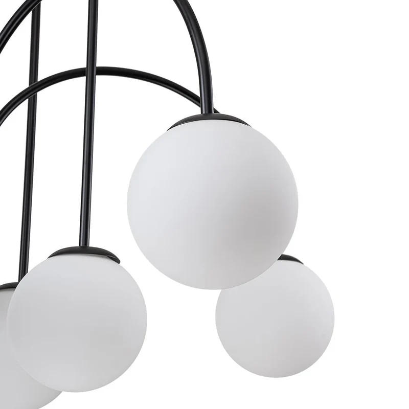 Kroonluchter Swirl 10-Lichts Opaal Glas Zwart Messing 98cm Eetkamer Woonkamer Dimbaar