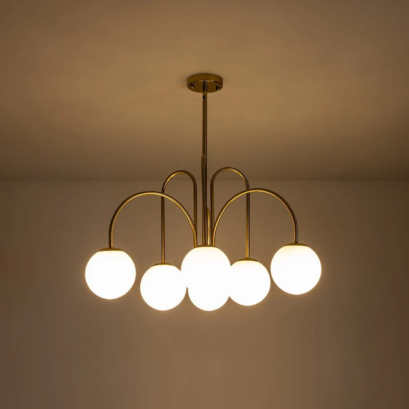 Kroonluchter Swirl 10-Lichts Opaal Glas Zwart Messing 98cm Eetkamer Woonkamer Dimbaar