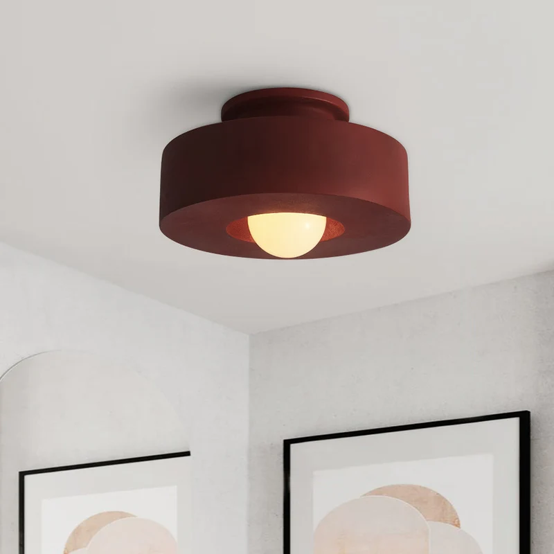 Plafondlamp Wabi-Sabi Cilinder Resin Nordic Dimbaar Zwart Groen Rood 30cm Woonkamer