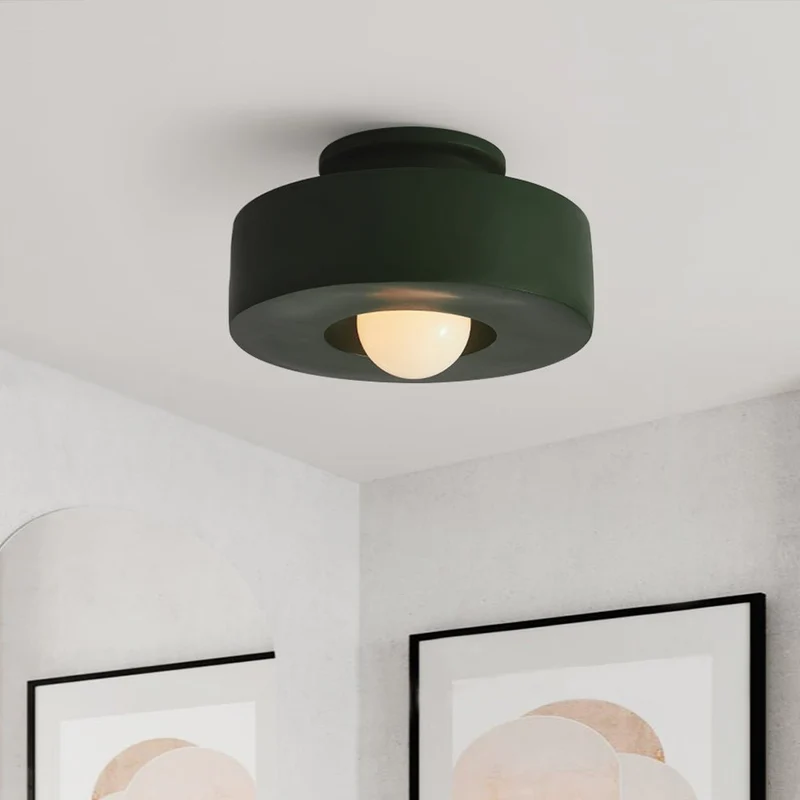 Plafondlamp Wabi-Sabi Cilinder Resin Nordic Dimbaar Zwart Groen Rood 30cm Woonkamer