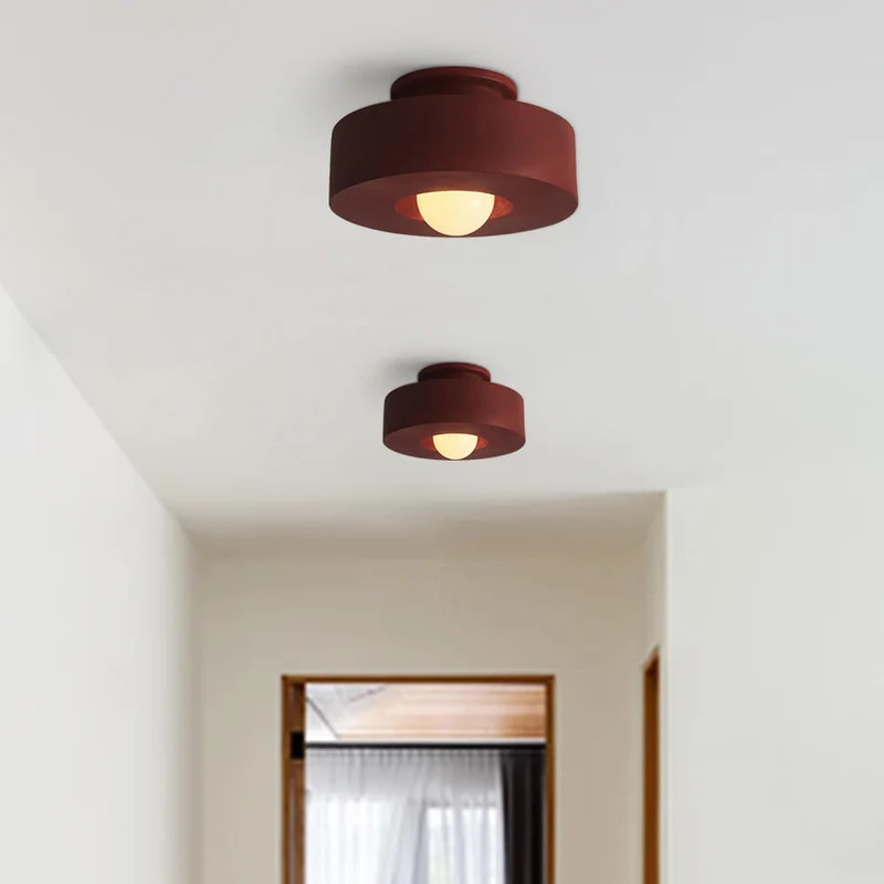 Plafondlamp Wabi-Sabi Cilinder Resin Nordic Dimbaar Zwart Groen Rood 30cm Woonkamer