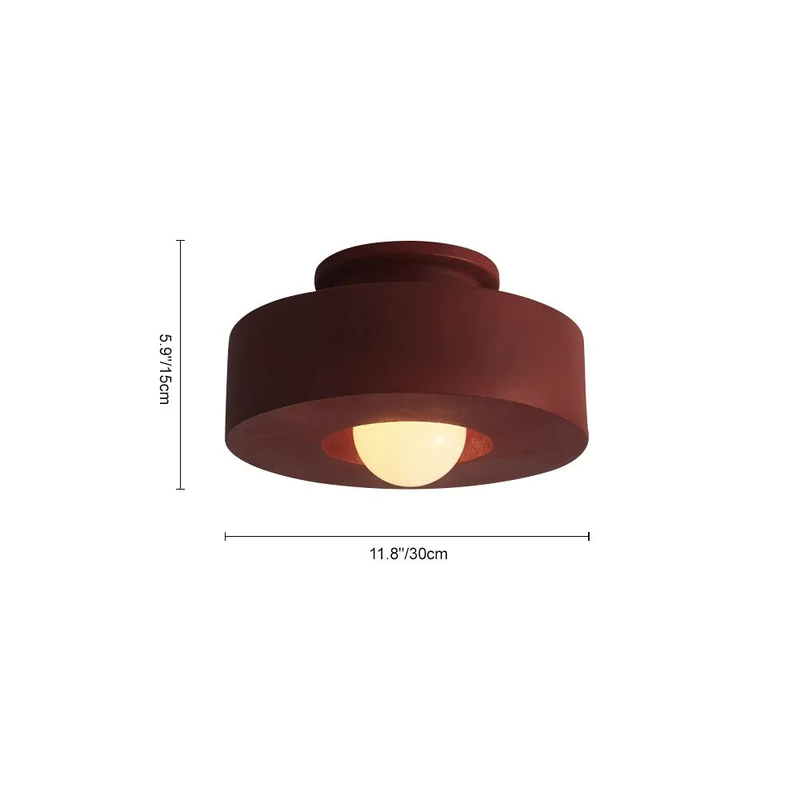 Plafondlamp Wabi-Sabi Cilinder Resin Nordic Dimbaar Zwart Groen Rood 30cm Woonkamer