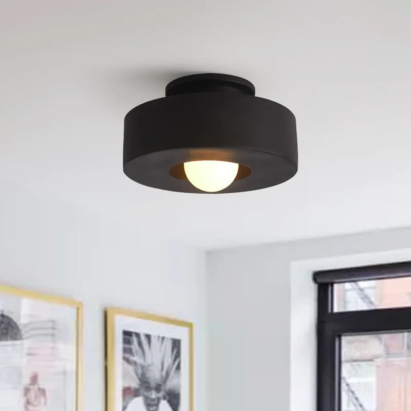 Plafondlamp Wabi-Sabi Cilinder Resin Nordic Dimbaar Zwart Groen Rood 30cm Woonkamer