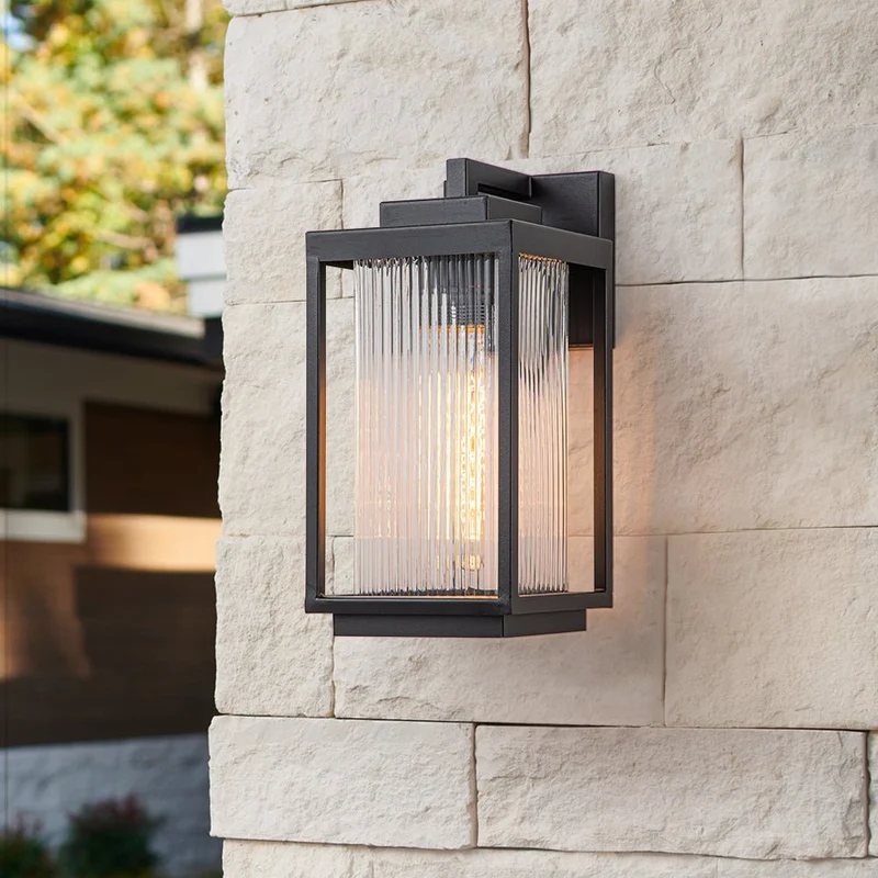 Buitenlamp Wandlamp Lantaarn Zwart Metaal IP23 32cm Voordeur Tuin Modern