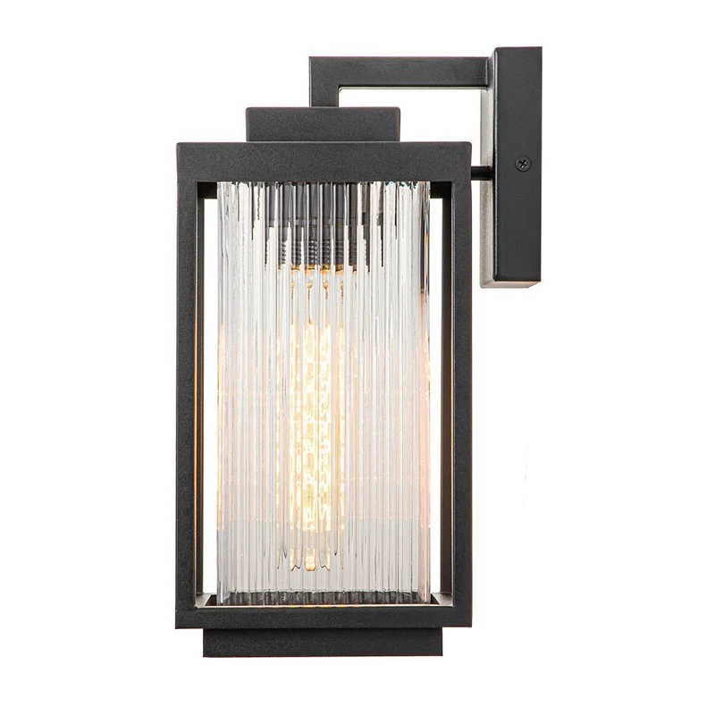 Buitenlamp Wandlamp Lantaarn Zwart Metaal IP23 32cm Voordeur Tuin Modern