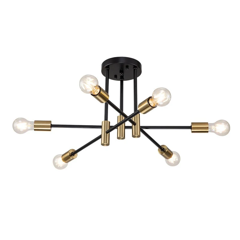Plafondlamp Sputnik 6 of 8-Lichts Zwart Metaal 62-103cm Retro Modern Woonkamer Dimbaar