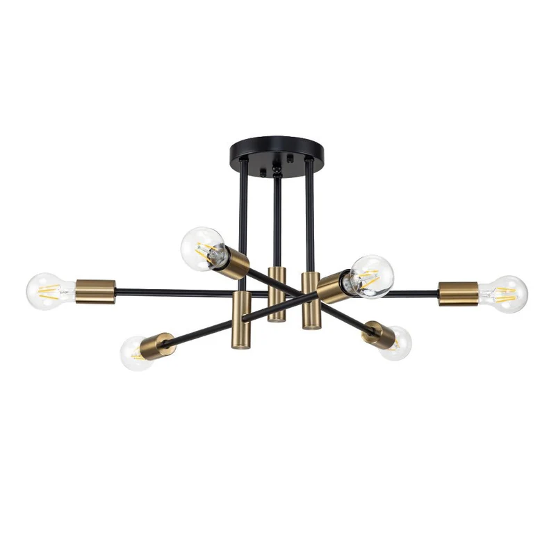 Plafondlamp Sputnik 6 of 8-Lichts Zwart Metaal 62-103cm Retro Modern Woonkamer Dimbaar