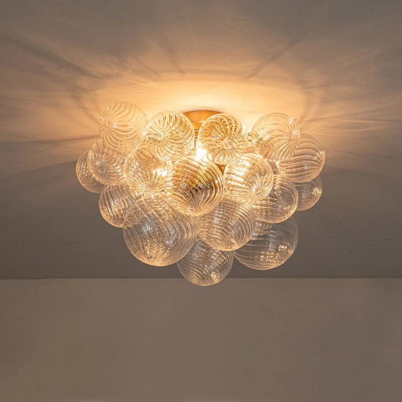 Plafondlamp Glazen Bollen Cluster 3-Lichts Messing 53cm Badkamer Woonkamer Glamour