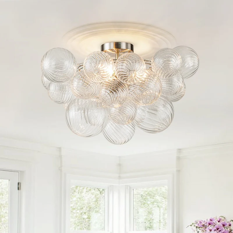 Plafondlamp Glazen Bollen Cluster 3-Lichts Messing 53cm Badkamer Woonkamer Glamour