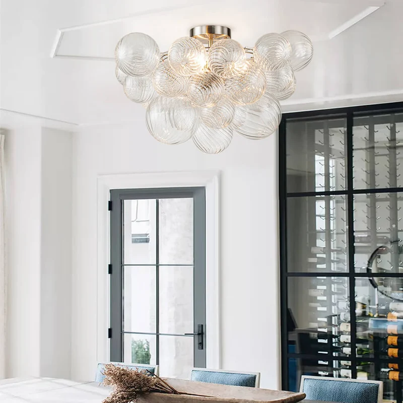 Plafondlamp Glazen Bollen Cluster 3-Lichts Messing 53cm Badkamer Woonkamer Glamour