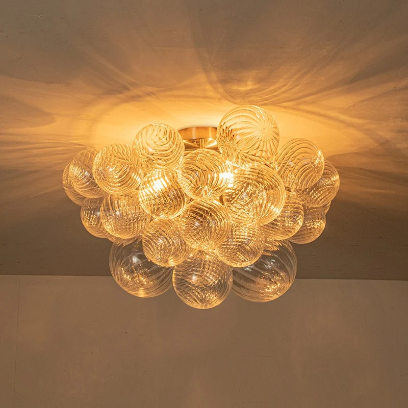 Plafondlamp Glazen Bollen Cluster 3-Lichts Messing 53cm Badkamer Woonkamer Glamour
