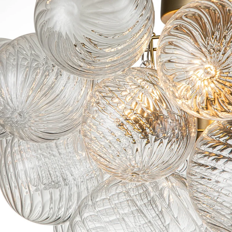 Plafondlamp Glazen Bollen Cluster 3-Lichts Messing 53cm Badkamer Woonkamer Glamour