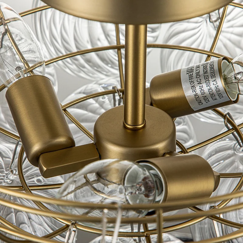 Plafondlamp Glazen Bollen Cluster 3-Lichts Messing 53cm Badkamer Woonkamer Glamour