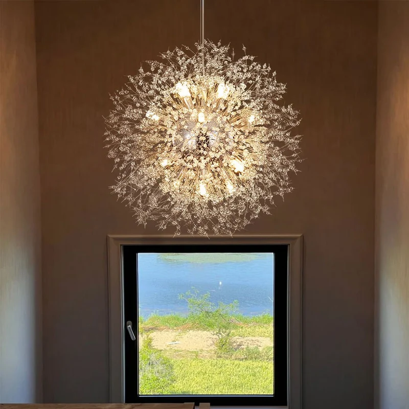 Kroonluchter Vuurwerk Sputnik 16-Lichts Kristal Messing 80cm Woonkamer Entree Dimbaar