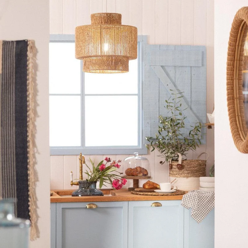 Rotan Hanglamp Ø 40cm Gevlochten Raffia E27 Natuurlijk Design | Sansoti