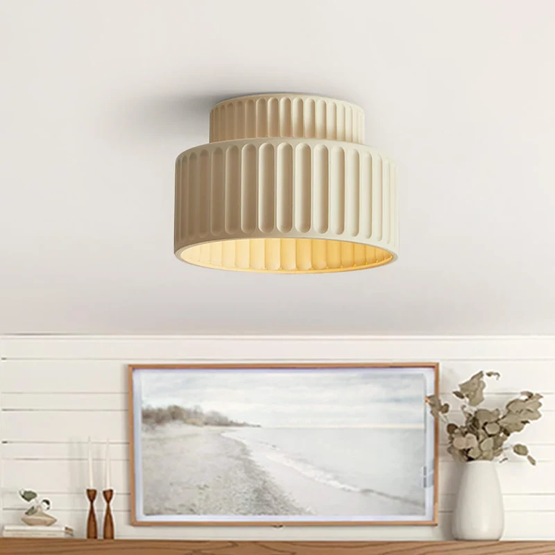Plafondlamp Wabi-Sabi Resin Nordic Flush Mount Beige Groen Wit Dimbaar Woonkamer