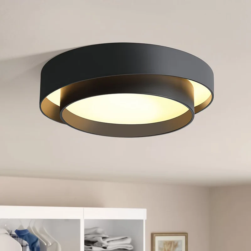 LED Plafondlamp Rond Concentric Rings Metaal Wit Grijs Zwart 39cm Modern