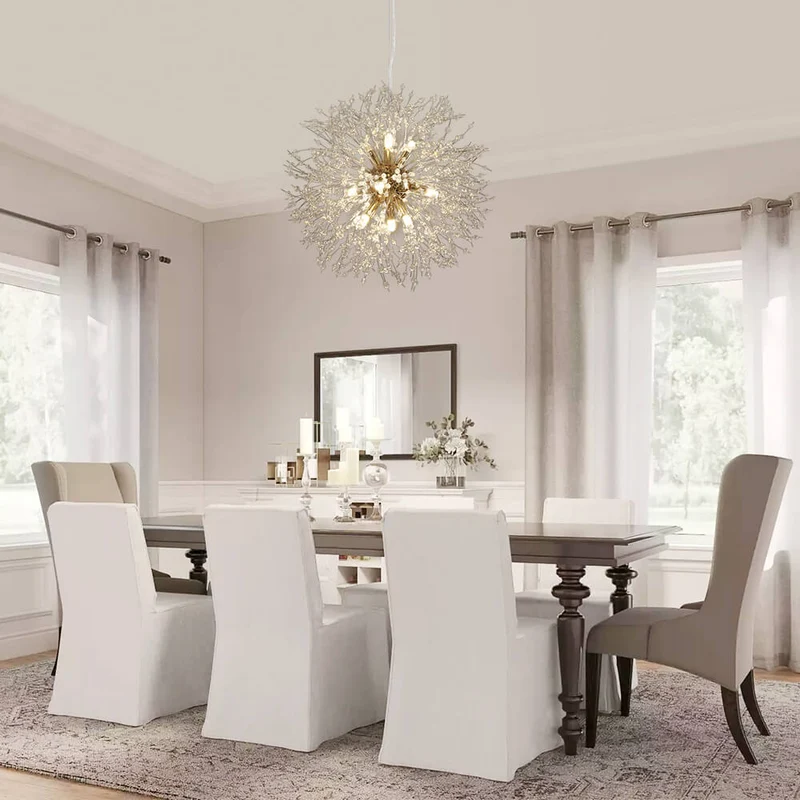 Sputnik Kroonluchter Dandelion Metaal Goud Chroom 12/16 Lichts 60cm Plafondlamp Modern