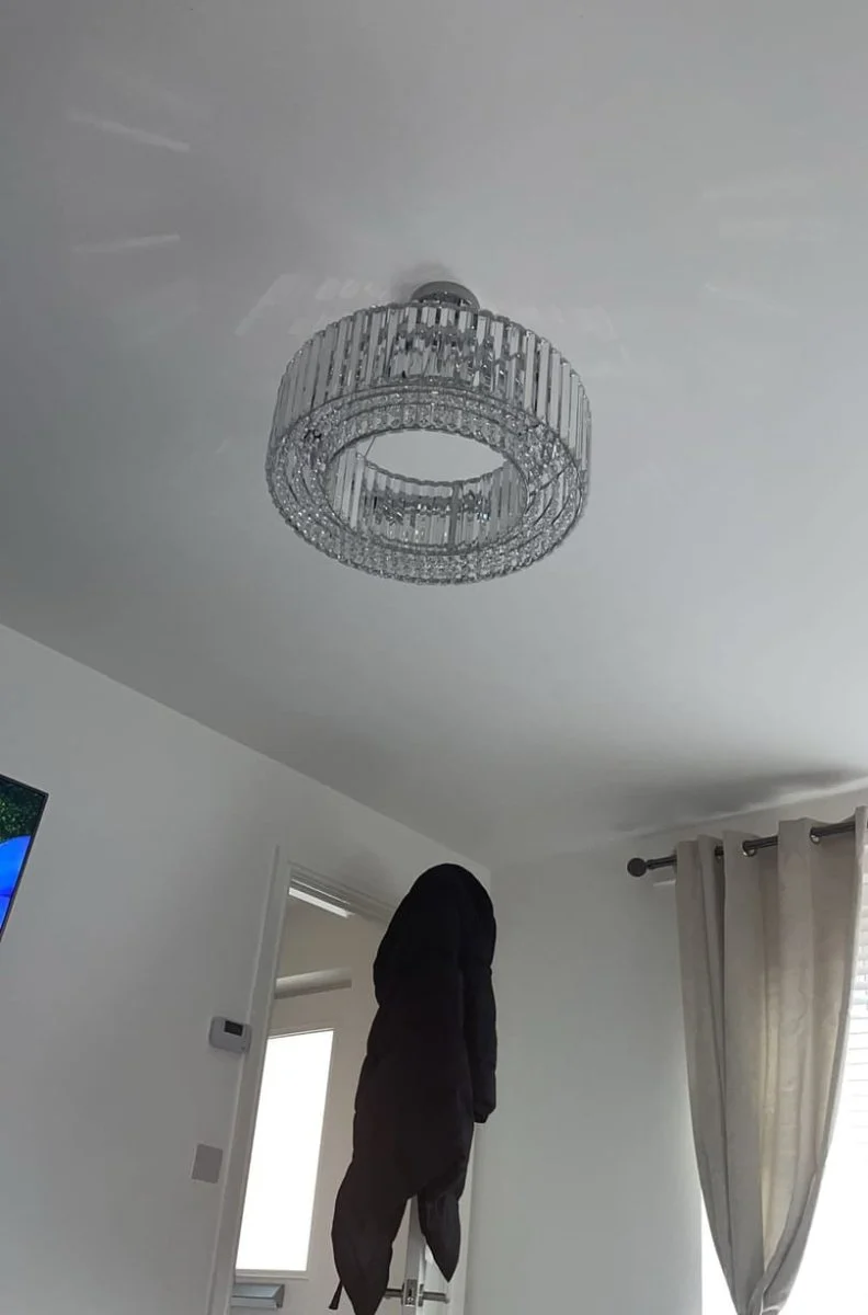 Kristallen Kroonluchter Rond 6-Lichts Metaal Chroom Zwart Messing 50cm Plafondlamp | Sansoti