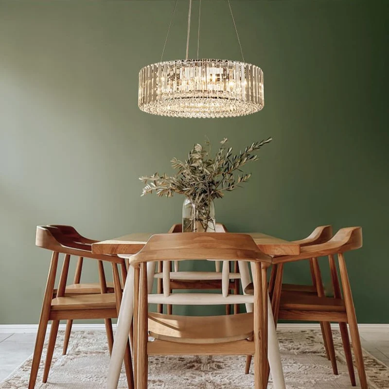 Kristallen Kroonluchter Rond 6-Lichts Metaal Chroom Zwart Messing 50cm Plafondlamp | Sansoti