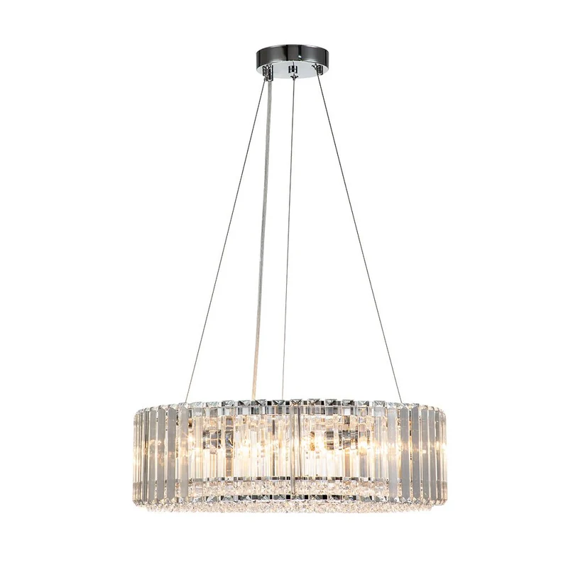 Kristallen Kroonluchter Rond 6-Lichts Metaal Chroom Zwart Messing 50cm Plafondlamp | Sansoti