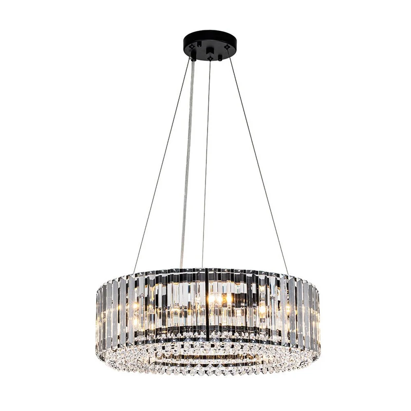 Kristallen Kroonluchter Rond 6-Lichts Metaal Chroom Zwart Messing 50cm Plafondlamp | Sansoti