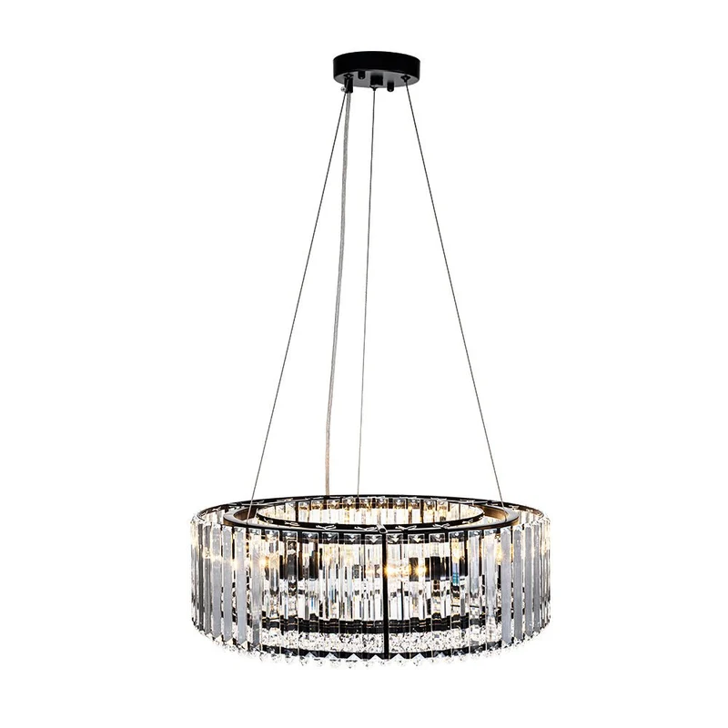 Kristallen Kroonluchter Rond 6-Lichts Metaal Chroom Zwart Messing 50cm Plafondlamp | Sansoti