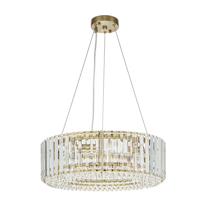 Kristallen Kroonluchter Rond 6-Lichts Metaal Chroom Zwart Messing 50cm Plafondlamp | Sansoti