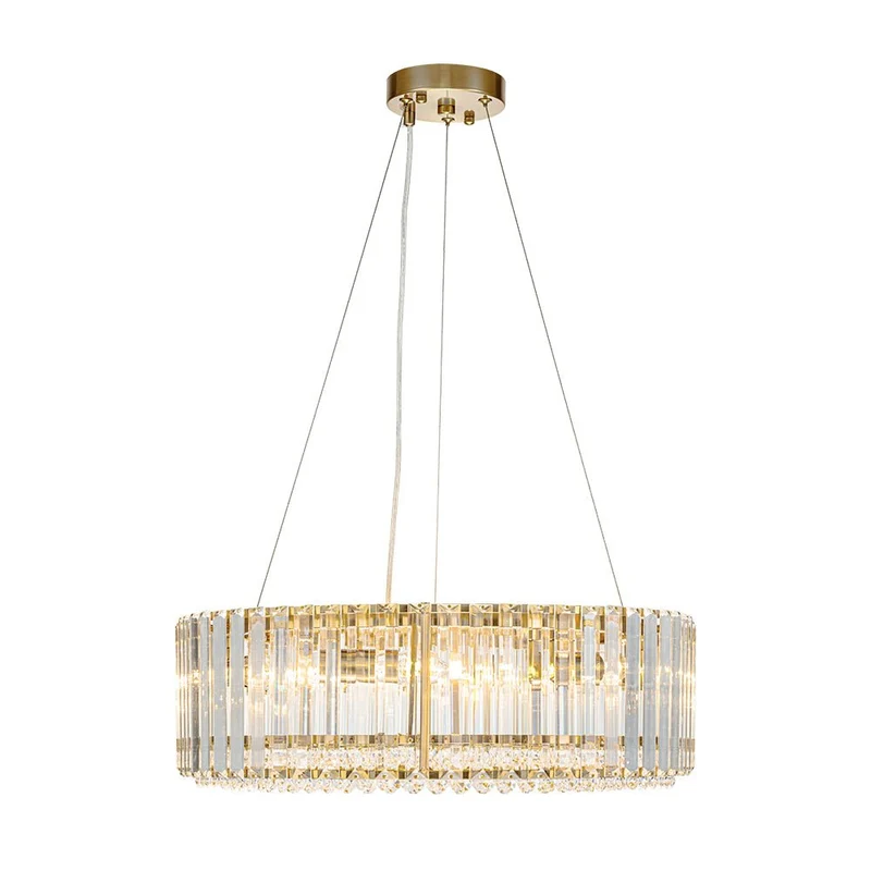 Kristallen Kroonluchter Rond 6-Lichts Metaal Chroom Zwart Messing 50cm Plafondlamp | Sansoti