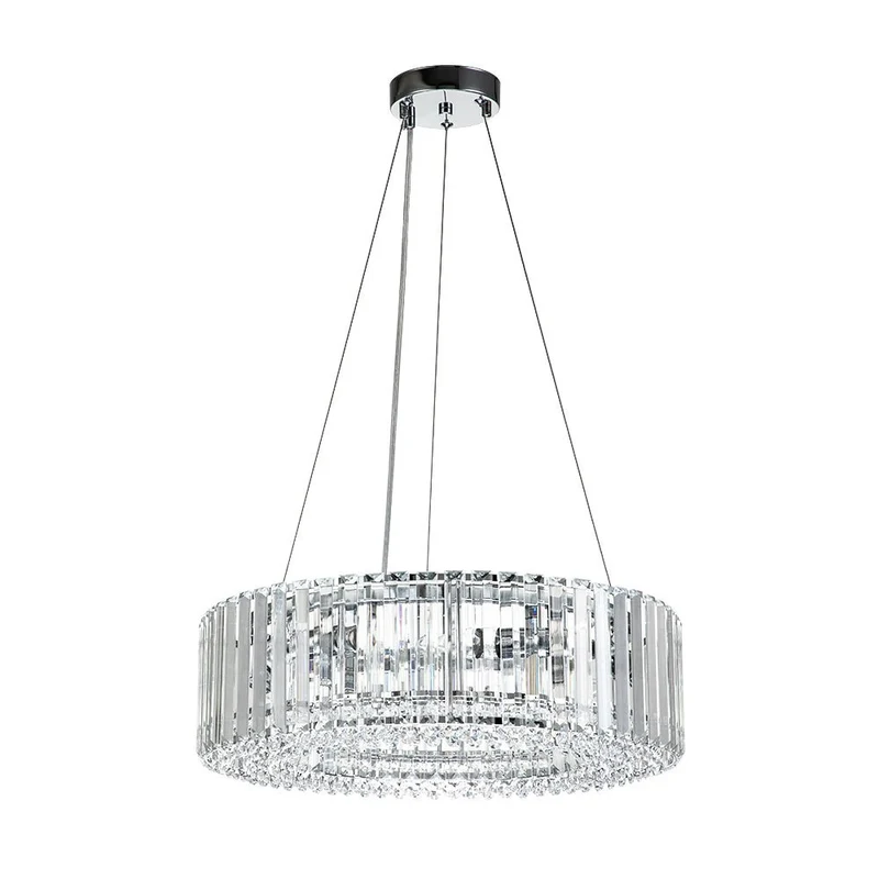 Kristallen Kroonluchter Rond 6-Lichts Metaal Chroom Zwart Messing 50cm Plafondlamp | Sansoti