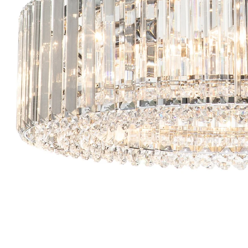 Kristallen Kroonluchter Rond 6-Lichts Metaal Chroom Zwart Messing 50cm Plafondlamp | Sansoti