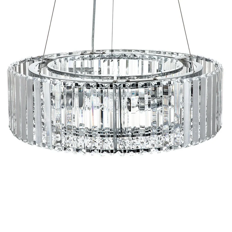 Kristallen Kroonluchter Rond 6-Lichts Metaal Chroom Zwart Messing 50cm Plafondlamp | Sansoti