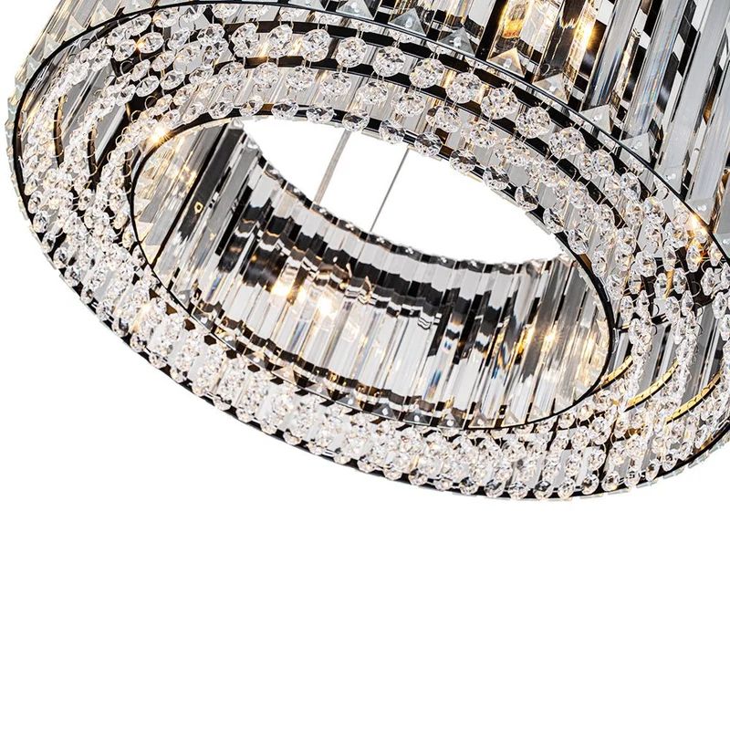 Kristallen Kroonluchter Rond 6-Lichts Metaal Chroom Zwart Messing 50cm Plafondlamp | Sansoti