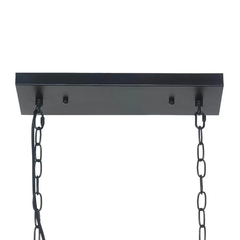 Luxe Rechthoekige Kristallen Hanglamp Zwart voor Keukeneiland en Eettafel met 5 Lichtpunten | Sansoti