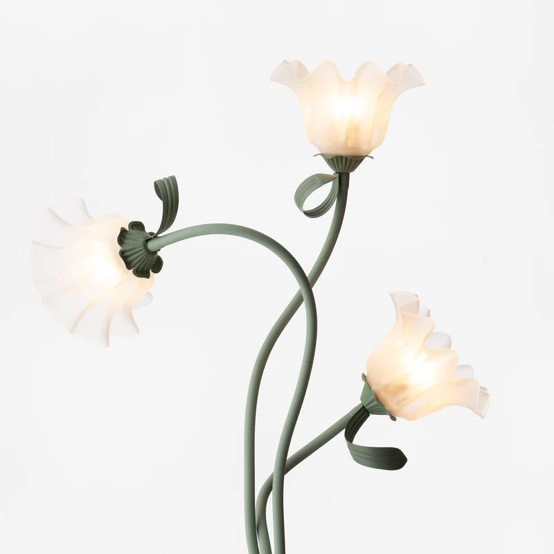 Vloerlamp Bloem Design Groen Wit Metaal 170cm 2-3 Lichts LED Sfeerlamp Woonkamer Slaapkamer | Sansoti