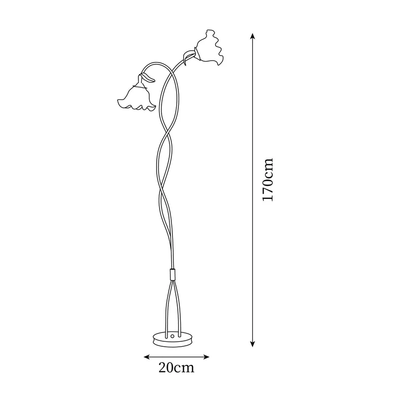 Vloerlamp Bloem Design Groen Wit Metaal 170cm 2-3 Lichts LED Sfeerlamp Woonkamer Slaapkamer | Sansoti