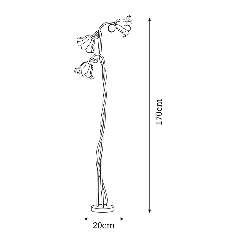 Vloerlamp Bloem Design Groen Wit Metaal 170cm 2-3 Lichts LED Sfeerlamp Woonkamer Slaapkamer | Sansoti