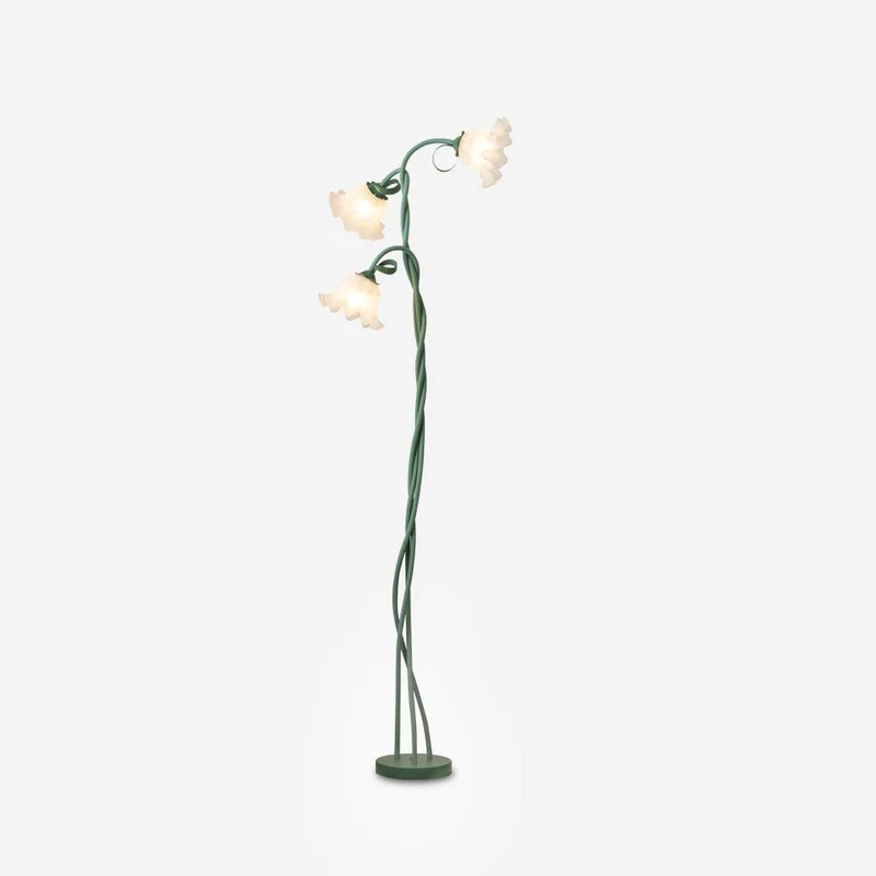 Vloerlamp Bloem Design Groen Wit Metaal 170cm 2-3 Lichts LED Sfeerlamp Woonkamer Slaapkamer | Sansoti