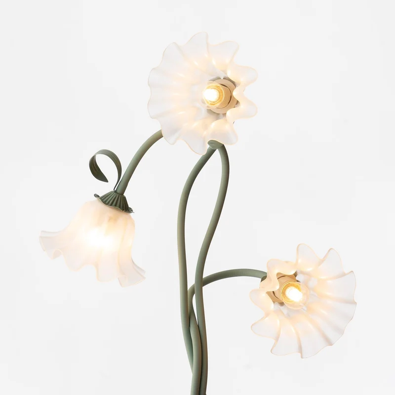 Vloerlamp Bloem Design Groen Wit Metaal 170cm 2-3 Lichts LED Sfeerlamp Woonkamer Slaapkamer | Sansoti